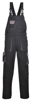 picture of Portwest TX12 Texo Contrast Bib and Brace Black - Regular Leg - PW-TX12BKR