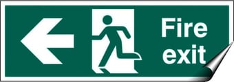 picture of Fire Exit Arrow Pointing West Sign LARGE - 600 x 200Hmm - Self Adhesive Vinyl - [AS-SA4-SAV]
