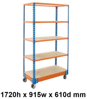 picture of BiG340 Shelf Trolley - 1720h x 915w x 610d mm - 5 Levels - Blue & Orange - [BDU-B3MS0906BO]