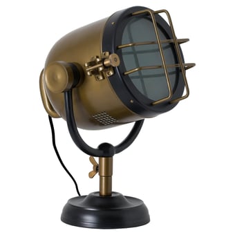 Picture of Hill Interiors Brass And Black Industrial Spotlight Table Lamp - [PRMH-HI-19809]