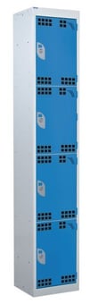 picture of QMP Tool Charging Locker - Perforated Door - RCD Plug - 4 Compartment - Light Blue - 1800H x 300W x 450D mm - [QM-BR1830454UPX]