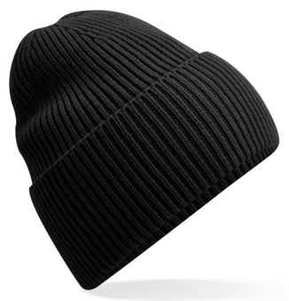 Picture of Beechfield Oversized Cuffed Beanie - Black - [BT-B384R-BLK]