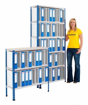 Picture of BiGDUG BiG340 50 Lever Arch File Shelving - 1980h x 915w x 305d mm - 6 Levels - Blue & Grey - [BDU-B3LA50BG]