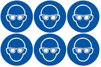 Picture of Safety Labels - Eye Protection Symbol (24 pack) 6 to Sheet - 75mm dia - Self Adhesive Vinyl - [IH-SL29-SAV]