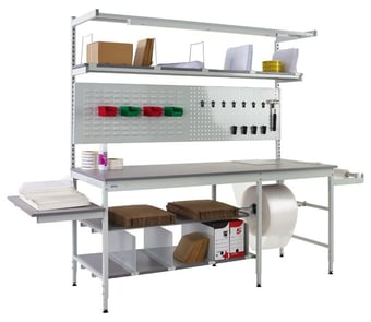 Picture of QMP Pack Tek Dual Workbench Kit 4 - 840-1100H x 1800W x 750D mm - Laminate Worktop - [QM-BPD841875PL4]