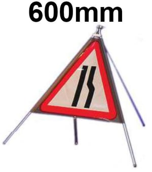 Picture of Roll-up Traffic Signs - Road Narrows Right - Class 1 Ref BSEN 1899-1 2001 - 600mm Tri. - Reflective - Reinforced PVC - [QZ-517OS.600.EF]