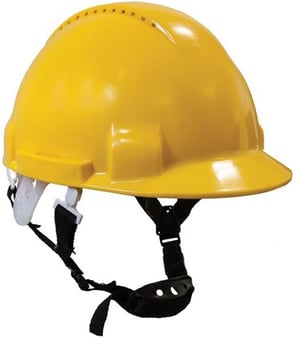 picture of Portwest PW97 Monterosa Yellow Safety Vented Helmet With Y Chin Strap - [PW-PW97YER] - (HY)