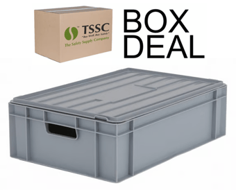 picture of BiGDUG Euro Stacking Box with Hinged Lid - 180h x 400w x 600d mm - 30L - Grey - Box Deal of 10 - [IH-BDU-BNB4616LG] - (LP)