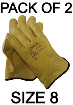 picture of Supreme TTF High Quality Cow Grain Leather Gloves with Cotton Lining - Size 8 - Pack of 2 - HT-DG-YCG-8X2 - (AMZPK)