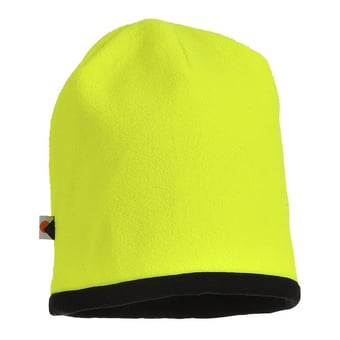 Picture of Portwest - Yellow/Black Reversible Hi-Vis Beanie Hat - PW-HA14YBR