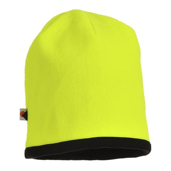 picture of Portwest - Yellow/Black Reversible Hi-Vis Beanie Hat - PW-HA14YBR