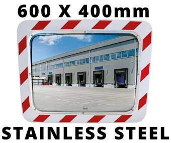 picture of STAINLESS STEEL TRAFFIC MIRROR - 600 X 400mm - To View 2 Directions - 7 Year Guarantee - [VL-854-SS]