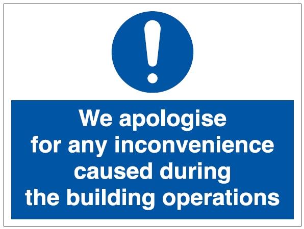 picture of Apologise for Inconvenience during Building Sign - 600 x 450Hmm - Rigid Plastic - [AS-MA119-RP]