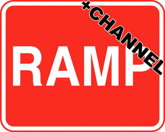 picture of Parking & Site Management - RAMP Sign With Fixing Channel - FIXING CLIPS REQUIRED - Class 1 Ref BSEN 12899-1 2001 - 600 x 450Hmm - Reflective - 3mm Aluminium - [AS-TR119C-ALU]