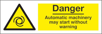 Picture of Danger Automatic Machinery may Start Without Warning Sign LARGE - 600 x 200Hmm - Rigid Plastic - [AS-WA109-RP]