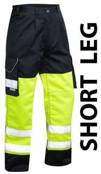 picture of Bideford - Hi-Vis Yellow/Navy Poly/Cotton Cargo Trouser - Short Leg - LE-CT01-Y/NV-S