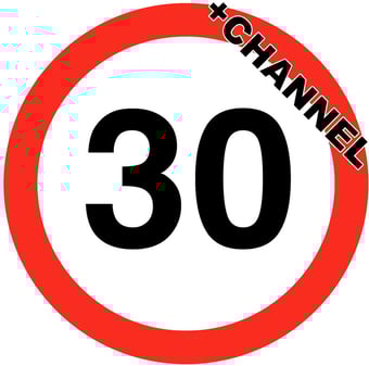 picture of Traffic 30mph Sign With Fixing Channel - FIXING CLIPS REQUIRED - Class 1 Ref BSEN 12899-1 2001 - 450mm Dia - Reflective - 3mm Aluminium - [AS-TR38-ALUC]