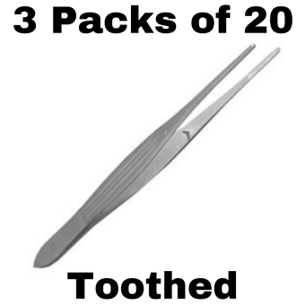picture of Single Use - Mcindoe Forceps - Toothed - 15cm - 3 Packs of 20 - Sterile - [ML-D9126-PACK]