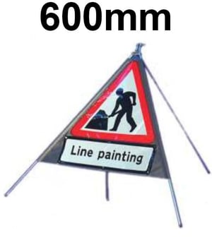 Picture of Roll-up Traffic Signs - Line Painting - Class 1 Ref BSEN 1899-1 2001 - 600mm Tri. - Reflective - Reinforced PVC - [QZ-7001.600.EF-V.600.LPA]