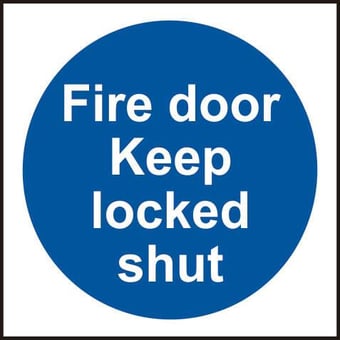 Picture of Spectrum Fire door Keep locked shut Multipack of 20 - PVC 100 x 100mm - SCXO-CI-0153P20