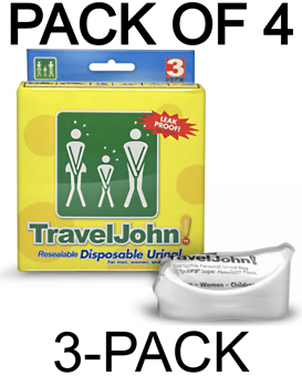 picture of TravelJohn Resealable Disposable Urinal - 4-Packs of 3 - [TJ-671504668302X4] - (AMZPK)