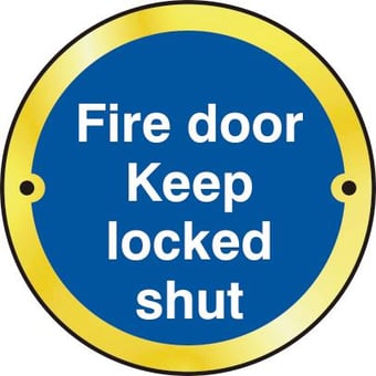 picture of Spectrum Fire door Keep locked shut door disc – PB 75mm dia. - SCXO-CI-2441-1