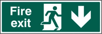 picture of Fire Exit Arrow Pointing South Sign - 400 x 150Hmm - Rigid Plastic - [AS-SA5-RP]
