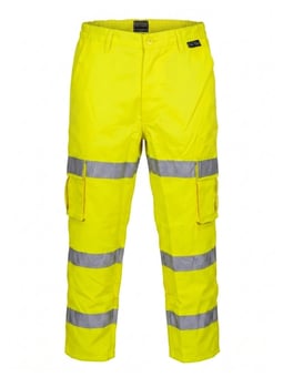 Picture of Yellow Hi-Vis 3 Band Combat Trousers - Regular Leg - [PLW-CTY23R] - (DISC-W)