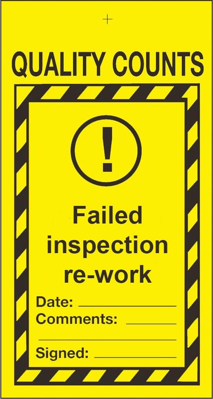 picture of Tye Tags - Failed Inspection Re-work - 80 X 150Hmm (Pack of Ten) - Flexible Plastic - [AS-QU25-PVC]