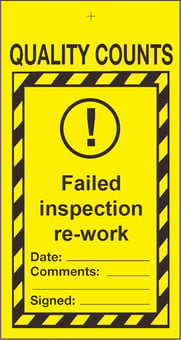 Picture of Tye Tags - Failed Inspection Re-work - 80 X 150Hmm (Pack of Ten) - Flexible Plastic - [AS-QU25-PVC]