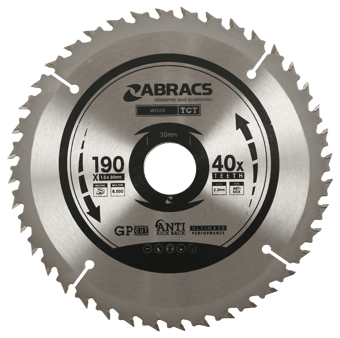 picture of Abracs TCT Blade 190mm x 1.5mm x 30mm - 40T Wood GP Cut Type - [ABR-TCT19040]