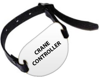 picture of Enamelled Arm Badge With Leather Straps & Buckle - "Crane Controller" - [UP-0036/000586]