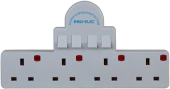 picture of Pro-Elec 4 Way Switched Surge Protected Plug Adaptor - [CP-PL10031]
