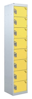 picture of QMP Tool Charging Locker - Solid Door - Standard Plug - 8 Compartment - Yellow - 1800H x 450W x 450D mm - [QM-BL1845458YSX]