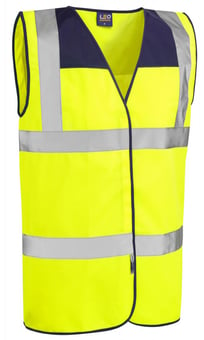 Picture of Bradworthy - Navy Yoke Yellow Hi Vis Waistcoat - EN471 Class 2 - With Navy Piping - LE-W09-NV/Y - (DISC-R)