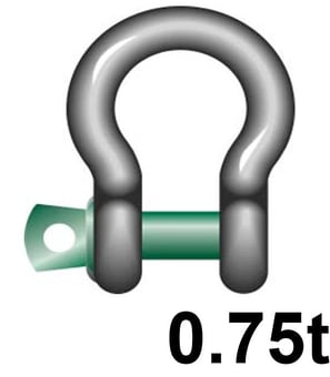 Picture of Green Pin Standard Bow Shackle with Screw Collar Pin - 0.75t W.L.L - EN 13889 - [GT-GPSCB.75]