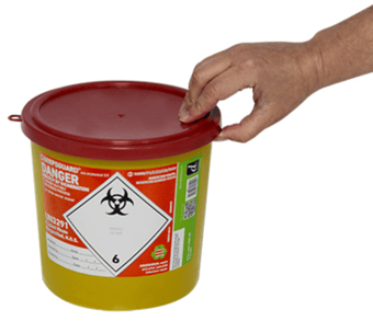 Picture of SHARPSGUARD Eco Anatomical 2.5 Litre Sharps Bin - Red Lid - [DH-DD912]