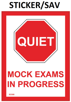 picture of SC008 Quiet Mock Exams In Progress Sign Sticker/Sav - PWD-SC008-SAV - (LP)