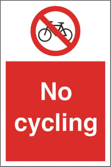 Picture of No Cycling Sign LARGE - 400 x 600Hmm - Rigid Plastic - [AS-PR106-RP]