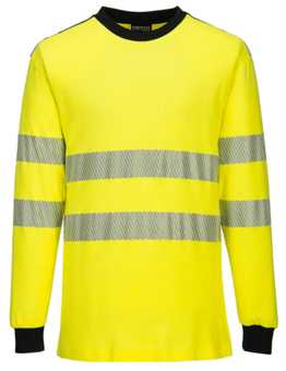picture of Portwest - WX3 Flame Resistant Hi-Vis Crew Neck T-Shirt - Yellow/Black - PW-FR701YBR
