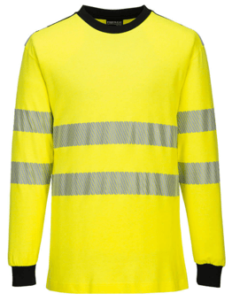 Picture of Portwest - WX3 Flame Resistant Hi-Vis Crew Neck T-Shirt - Yellow/Black - PW-FR701YBR