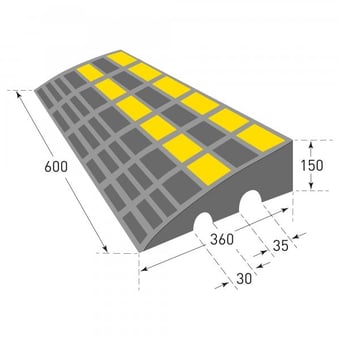 picture of TRAFFIC-LINE Kerb Ramp - Heavy Duty - 600 x 360 x 150mmH - Black with Yellow Reflective Panels - [MV-279.20.108]