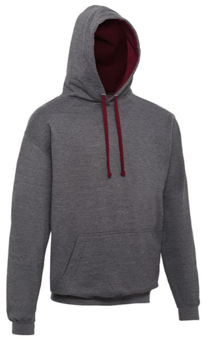 picture of Just Hoods Awdis Varsity Hoodie Charcoal Grey/Burgundy - PLU-JH003MCHA/BUR