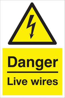 picture of Danger Live Wires LARGE - 400 x 600Hmm - Rigid Plastic - [AS-WA16-RP]