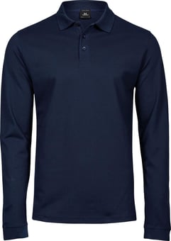 Picture of Tee Jays Men's Luxury Stretch Long Sleeve Polo - Navy Blue - BT-TJ1406-NVY