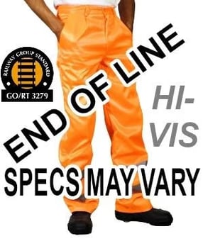 picture of Hi Vis POLYCOTTON Orange Rail Spec Trousers Hi Vis BAND - Size 52" - ST-38782L - (DISC-W)