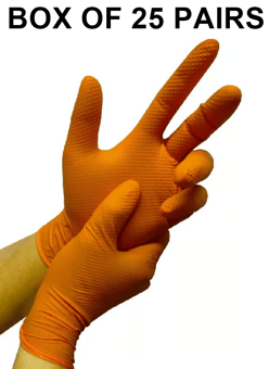 picture of Supreme TTF Diamond Grip Orange Disposable Gloves - Nitrile - Box of 25 Pairs - HT-TTF-8G-O