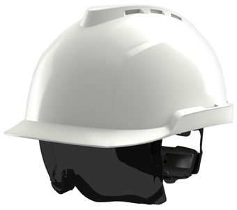 Picture of MSA V-Gard 930 Hard Hat Cap Vented Tinted Over Spectacles Fas-Trac III White - [MS-GVC1A-000C000-000]