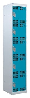 picture of QMP Tool Charging Locker - Perforated Door - Standard Plug - 5 Compartment - Light Blue - 1800H x 300W x 450D mm - [QM-BL1830455UPX]