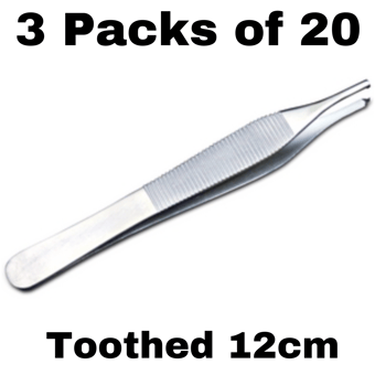 picture of Single Use - Adson Dissecting Forceps - 12cm - Toothed - Sterile - 3 Packs of 20 - [ML-D8859-PACK]